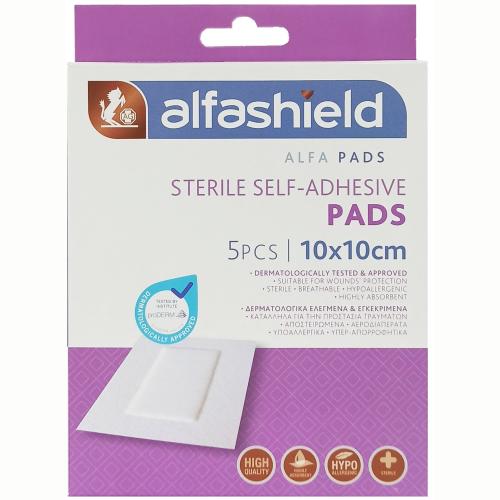 AlfaShield Sterile Self-Adhesive Pads Αποστειρωμένα Αυτοκόλλητα Επιθέματα 5 Τεμάχια - 10x10cm